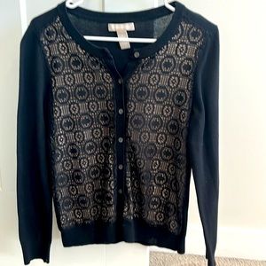 Black cardigan with lace detail